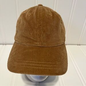 J. Crew Tan Corduroy Baseball Cap for Men with Adjustable Leather Strap